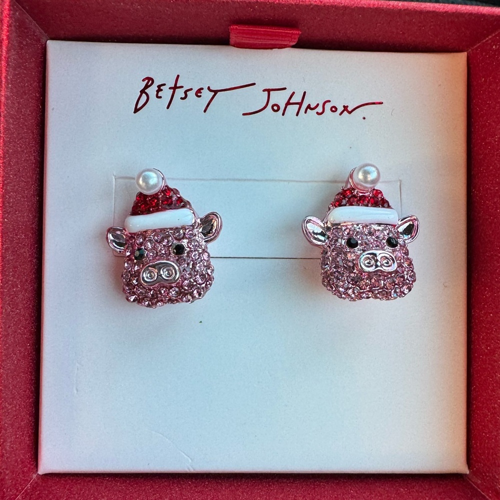 *FREE SHIPPING* Betsey Johnson Santa Piggy Earrings